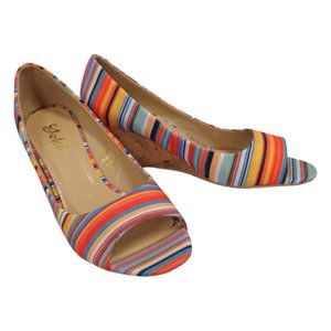 Yoki Peep-Toe Rainbow Wedges Size 9